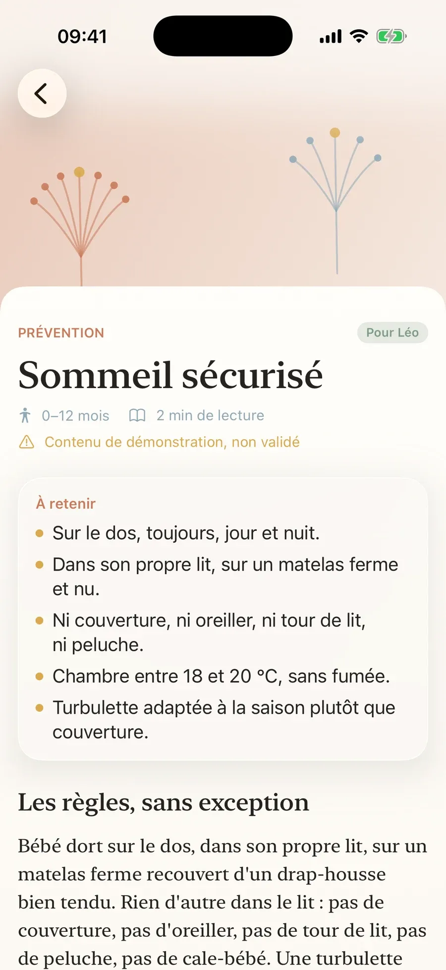 Fiche article « Sommeil sécurisé » avec sa couverture générative