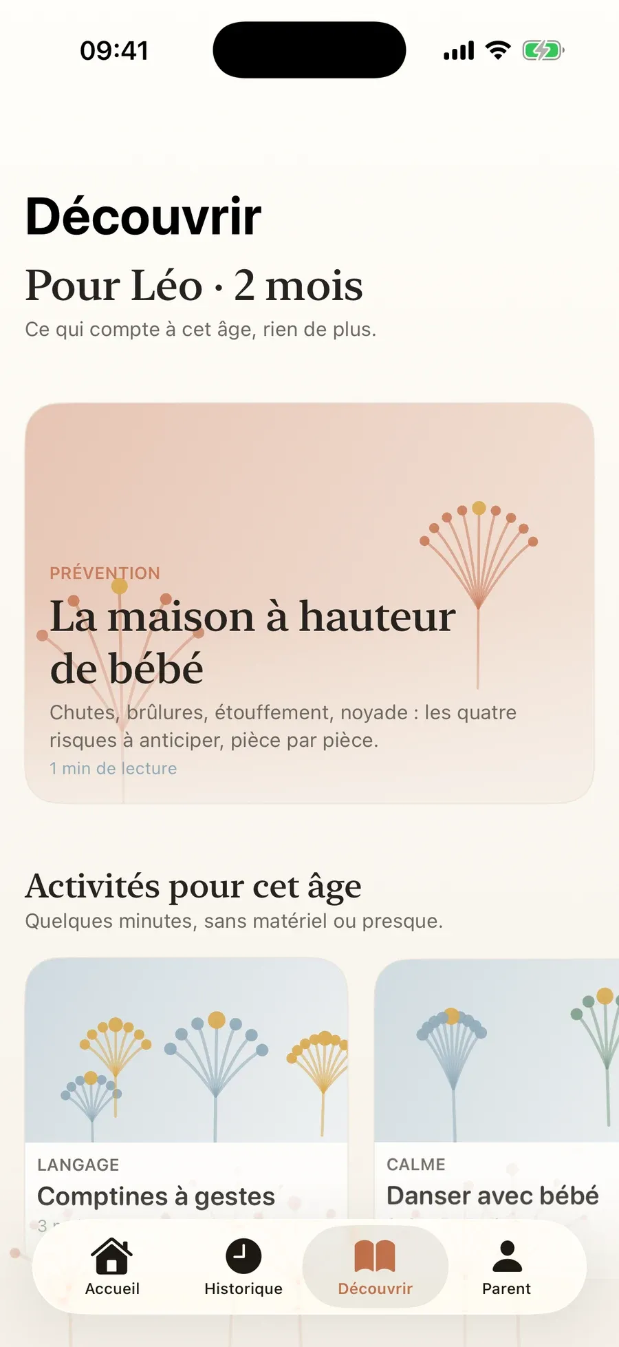 Découvrir : « Pour Léo · 2 mois », article à la une, activités
