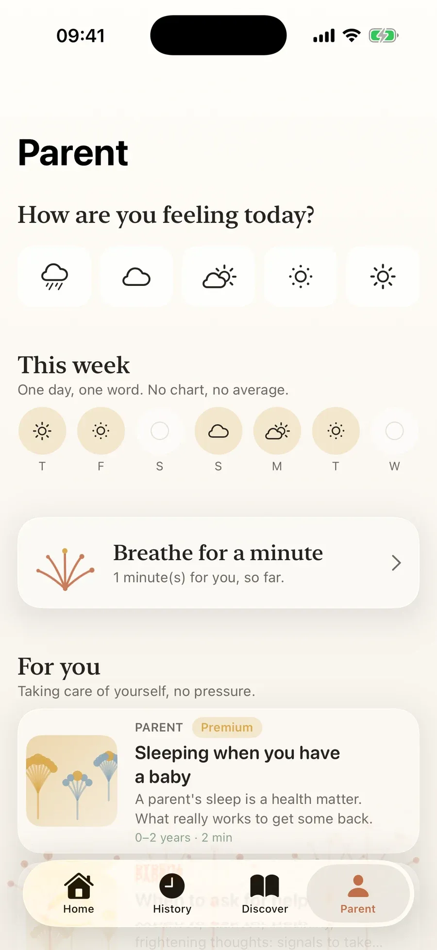 Parent space: today's check-in, the week in words, resources